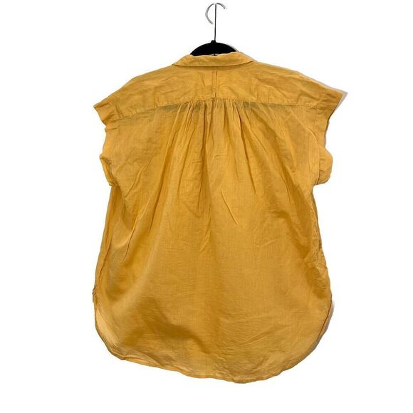 Nili Lotan Normandy Blouse Women’s XS Yellow Cotton Pleated - Picture 3 of 8
